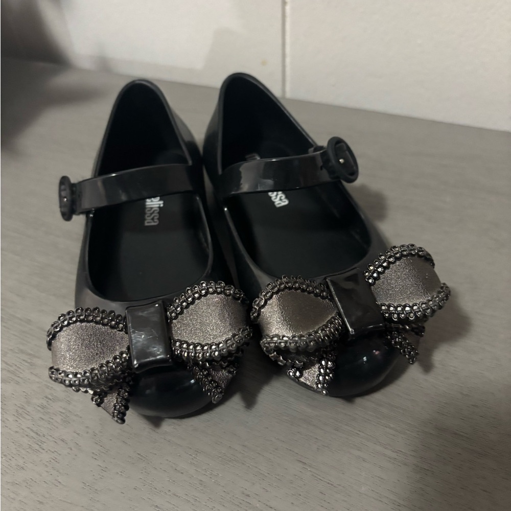 Mini Melissa | Kids Black Bow Shoes